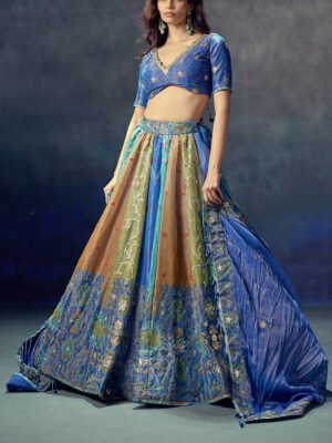 Multi Color Tissue Lehenga Set