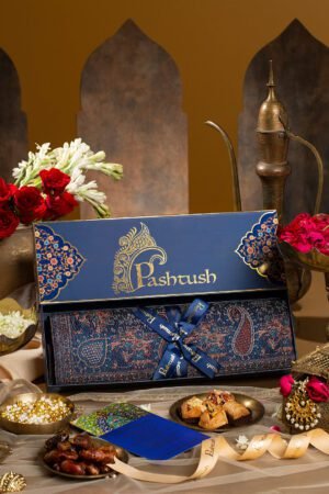 Pashtush Womens Jamawar Shawl Navy Blue 12