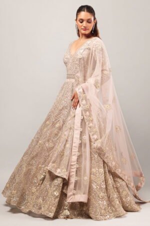 Dusty Pink Classic Bridal Gown Set With ...