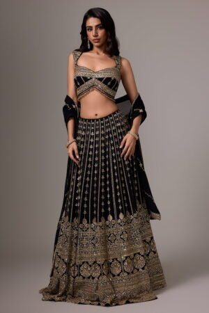 Black Classic Lehenga Set With All Over ...