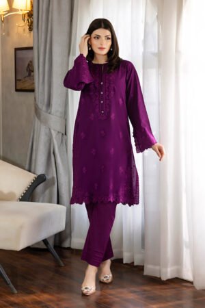 2 Piece Unstitched  Embroidered With Shirt & Trouser