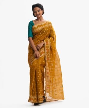 Olive Brown Half-Silk Saree