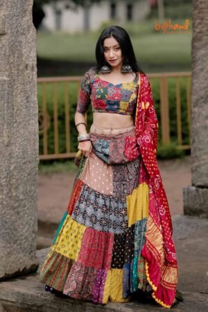 Multi Patch Skirt And Multi Patch Blouse