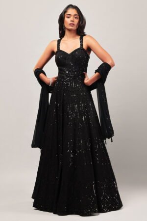Raven Black Classic Gown Set With All Ov...