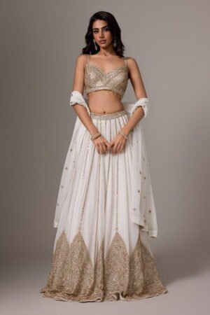 Ivory White Classic Lehenga Set With All...