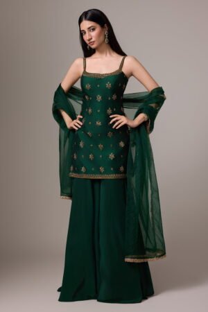 Bottle Green Palazzo Pant Set And A Long...
