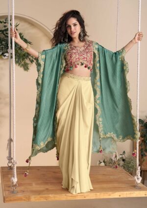 Rani Pink Embroidered Chinon Co Ord Set