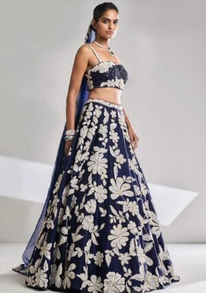 Multicolor Embellished Georgette Lehenga Set