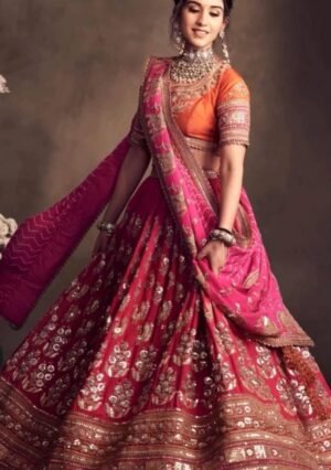 Pink Embroidery Jalpari Lehenga Set