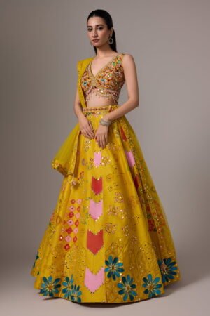 Yellow Printed Classic Lehenga Set With ...