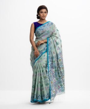 Aqua Green Cotton Saree
