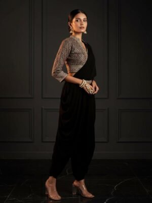 Libas Art Black Embroidered Georgette D...