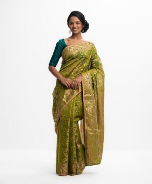 Olive Green Half-Silk Saree