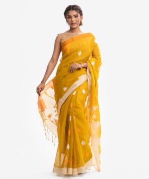 Olive Yellow Cotton Saree