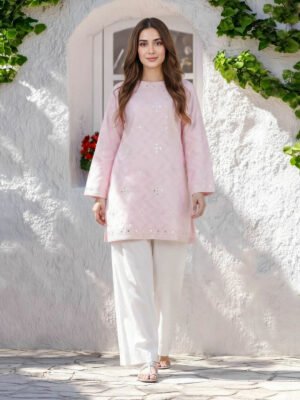 Self Jacquard Kurti- Embroidered (pret)