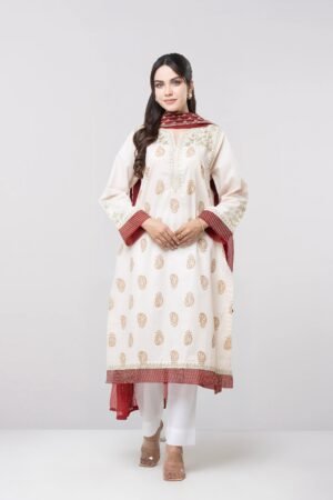 Smart Fit Embroidered Two-Piece Lawn With Organza Dupatta by Yellow, South Asian ethnic wear