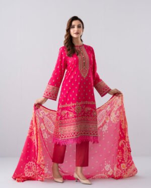Smart Fit Printed Two-Piece Lawn With Silk Dupatta