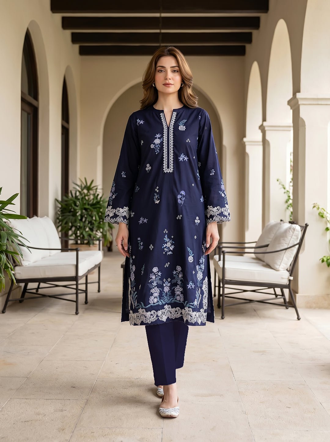 2 Piece Unstitched Embroidered With Shirt & Trouser
