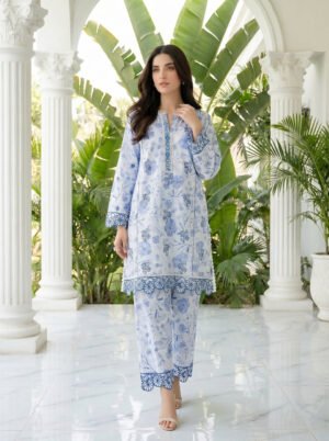2 Piece Unstitched Printed Embroidered Shirt & Trouser