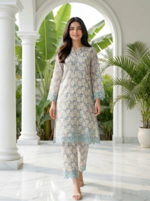 2 Piece Unstitched Printed Embroidered Shirt & Trouser