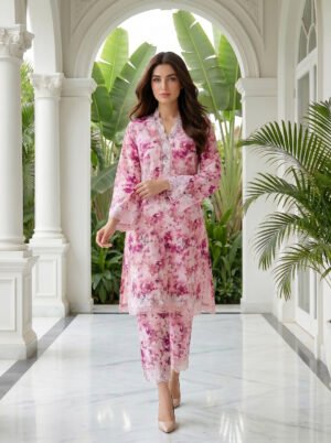 2 Piece Unstitched Printed Embroidered Shirt & Trouser