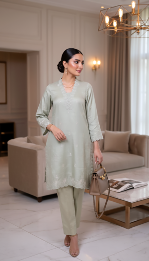 2 Piece Unstitched Embroidered Textured Wool Shirt & Trouser