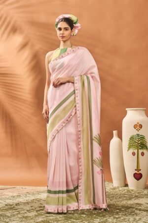 Pink Blooming Board Saree