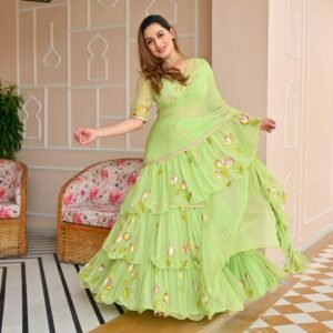 Paradise Green Draped Saree With Blouse