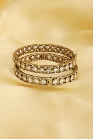 White Gold Plated Brass Studded Bangles