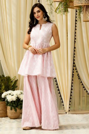 Magnolia Pink Kurta With Sharara Set