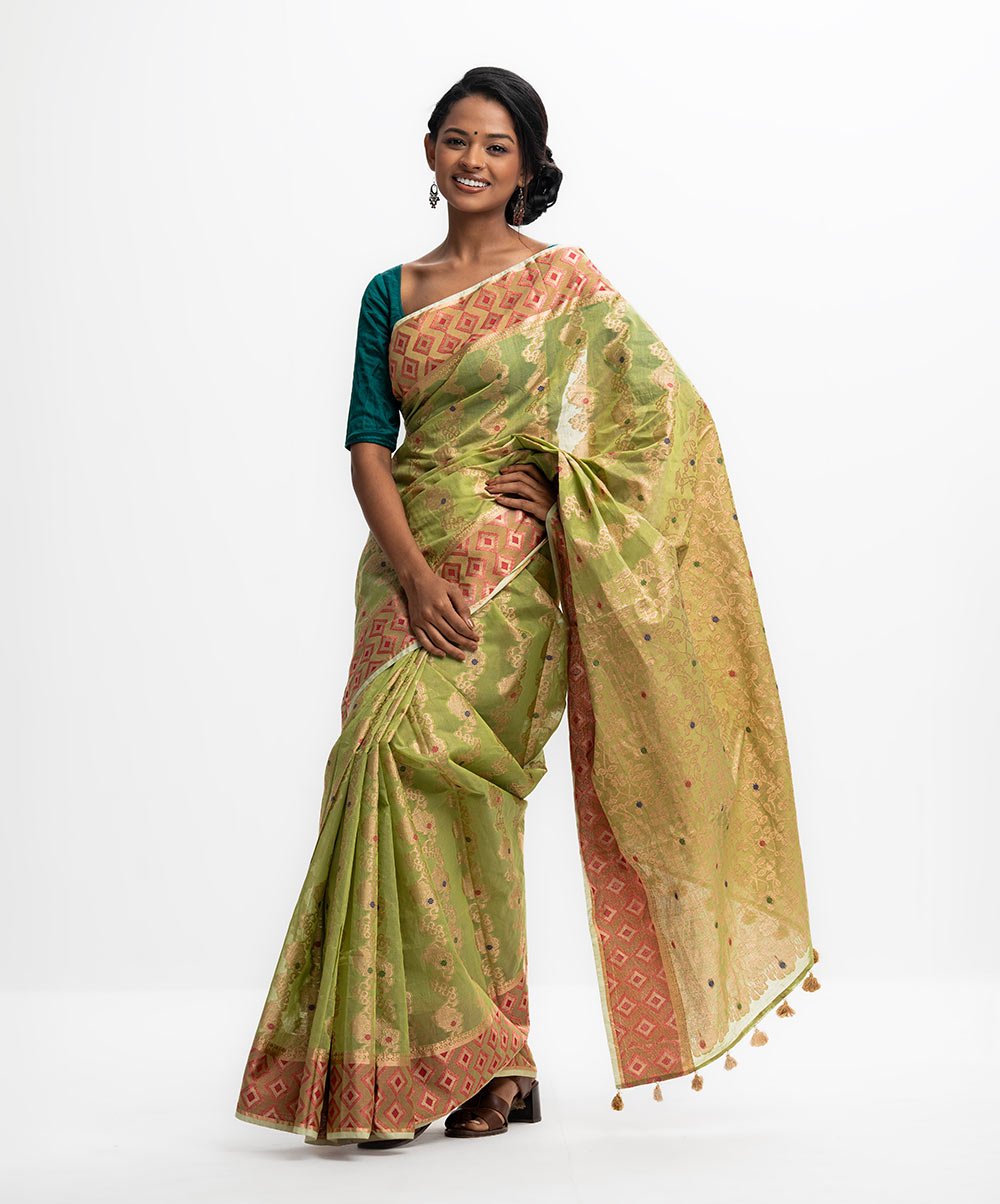 Green Half-Silk Saree