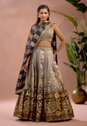 Inayat - Golden Grace Tissue Lehenga Embellished With Luxurious Zari Work