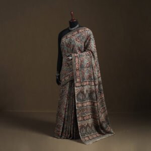 Pedana Hand Block Print Natural Dyed Cotton Kalamkari Saree 25