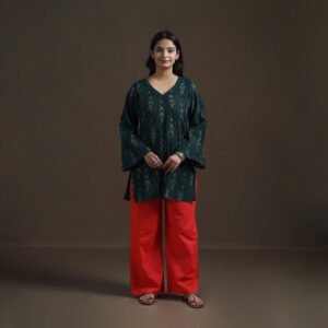 Green - Pochampally Ikat Cotton Short Kurta For Women 26