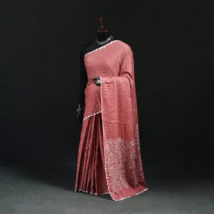 Pink - Kutch Bandhani Tie-Dye Cotton Saree 27