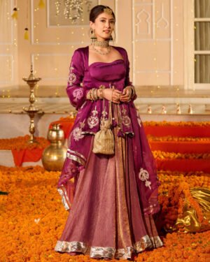 Kamal Purple Solid Satin Lehenga Set