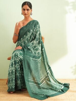 Green Cotton Shibori Tie & Dye Saree