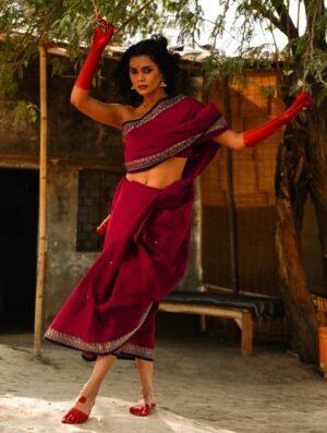 Red Cotton Jamdani Woven Saree