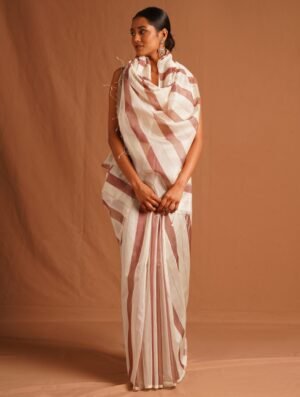 Off White Cotton Silk Maheshwari Woven Saree