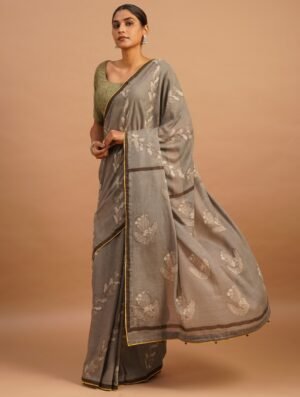 Grey Kota Dabu Printed Saree