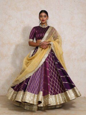 Afsana X Tyohaar | Purple Vine Mesh Brocade Flarefit™ Lehenga Set With Dupatta