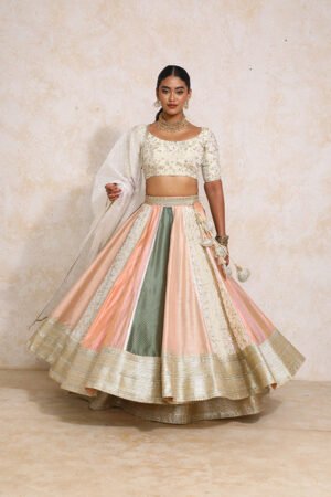 Naaz X Tyohaar | Multi-Colour Embroidery Tissue & Chandheri Flarefit™ Lehenga Set With Dupatta