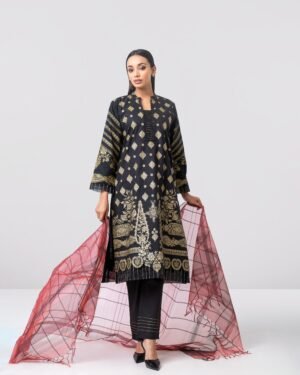 Relaxed Fit Embroidered Three-Piece Lawn
