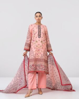 Smart Fit Printed Three-Piece Lawn With Silk Dupatta
