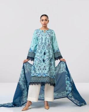 Smart Fit Printed Two-Piece Lawn With Silk Dupatta by Yellow, South Asian ethnic wear