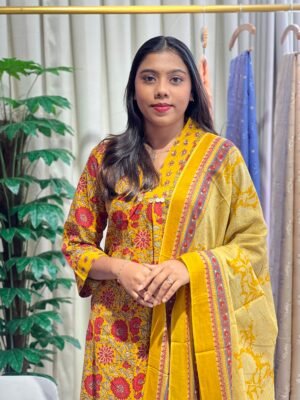 Floral Printed Cotton Kurta Set | Omf187