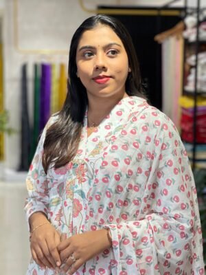 Floral Printed Cotton Kurta Set | Omf188