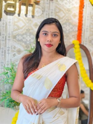 Line Weaving Pattern Kerala Cotton Saree | Rlf146