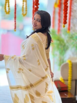 Tree Design Banarasi Weaved Pattern Kerala Cotton Saree | Rlf189