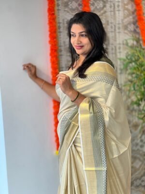 Traditional Temple Woven Kerala Cotton Saree | Rlf112